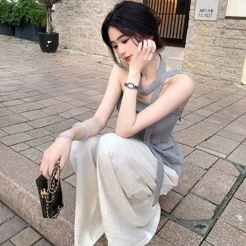 Women's Summer 2025 Off-Shoulder Bustier Top with Asymmetric Design for Commuting and Stylish Outfits