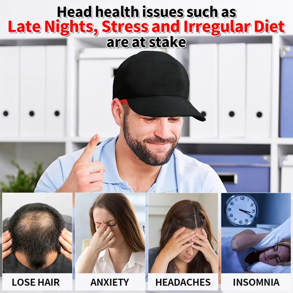180LED Red Light Therapy Hat Near Infrared Hair Growth Helmet Prevent Hair Loss Scalp Relaxation Device