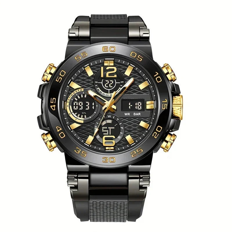 New Watches For Men Waterproof Clock Alarm reloj hombre LCD Dual Display Wristwatch Quartz Military Sports Mens Watch