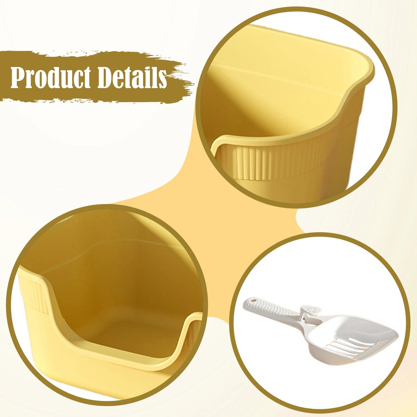 Semi Enclosed Cat Litter Box Anti Splashing Cat Toilet Sand Box with Litter Shovel Pet Bedpan Tray Pet Cleaning Supplies