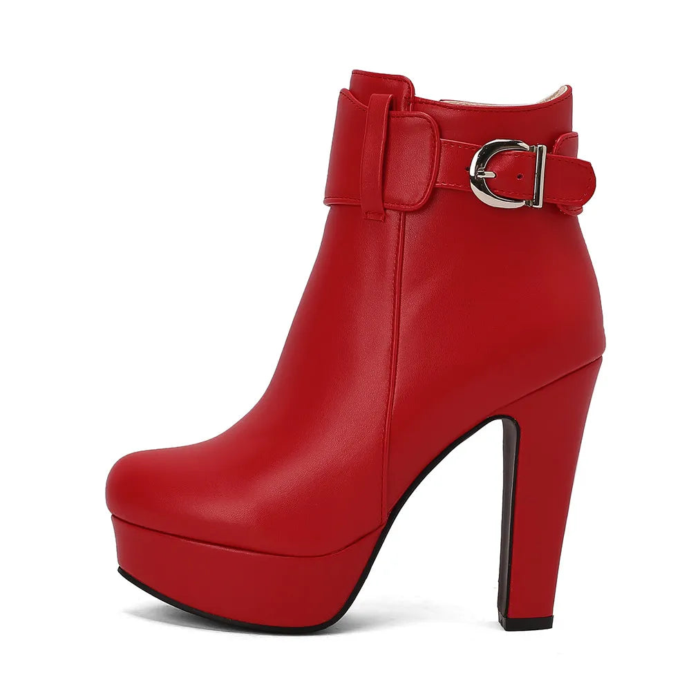 Women Shoes Fashion Short Boots Autumn Winter Sexy Platform Ankle Boots For Women Black Red Yellow White Lady Shoes Large 34-46