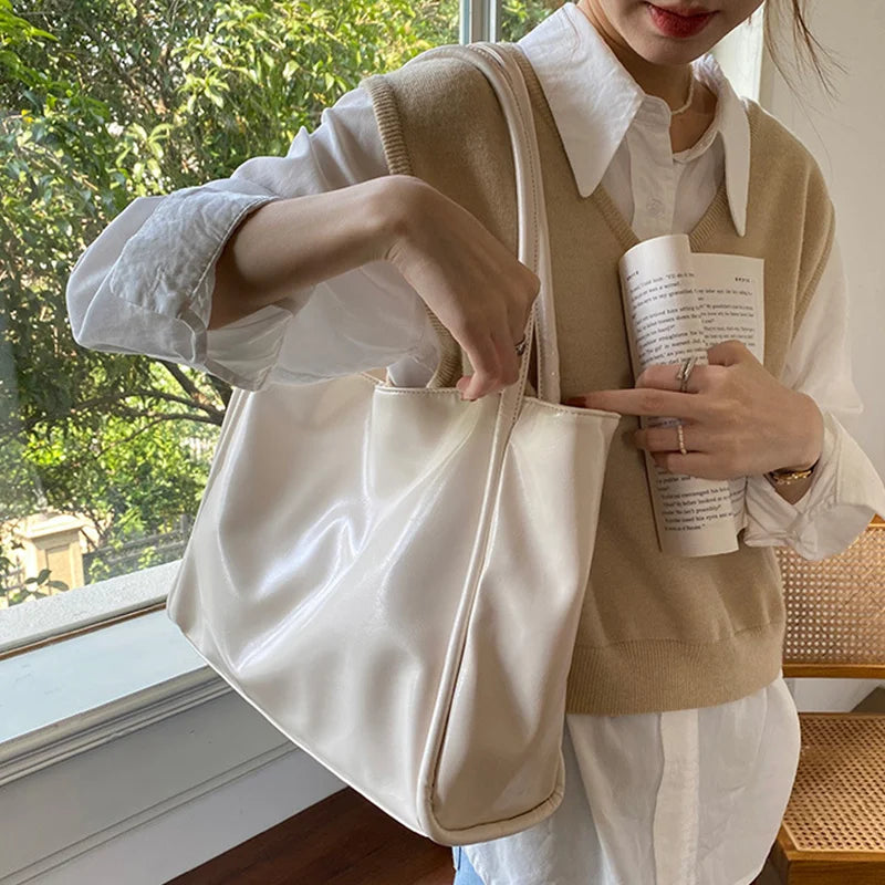 Women Tote Bag Fashion Underarm Pouch Large Capacity Soft Pu Leather Shoulder Bag Retro Crossbody Bag Casual Portable BucketBags