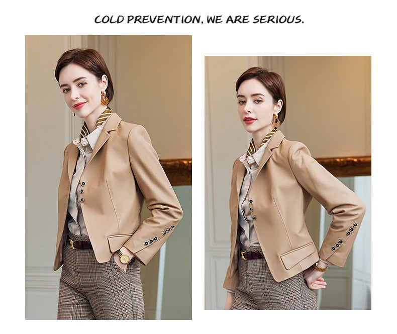 Leather Leather Clothing Women's 2025 Short Slim Jacket High Quality Sheepskin Women's Fashion Locomotive Autumn