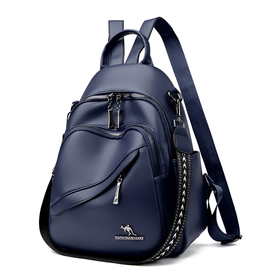 Fashion Backpacks Women Shoulder Bag Simple Rucksack Female Soft Leather Back Pack Ladies Travel Bag Large Capacity School Bags