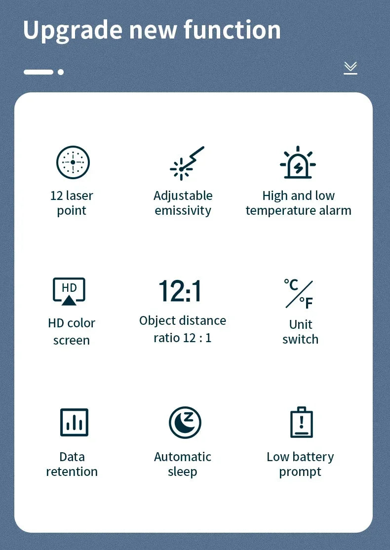 Mestek IR02C Infrared Thermometer C/F Non Contact Pyrometer Temperature Meter Digital Laser Thermometer with temperature probe