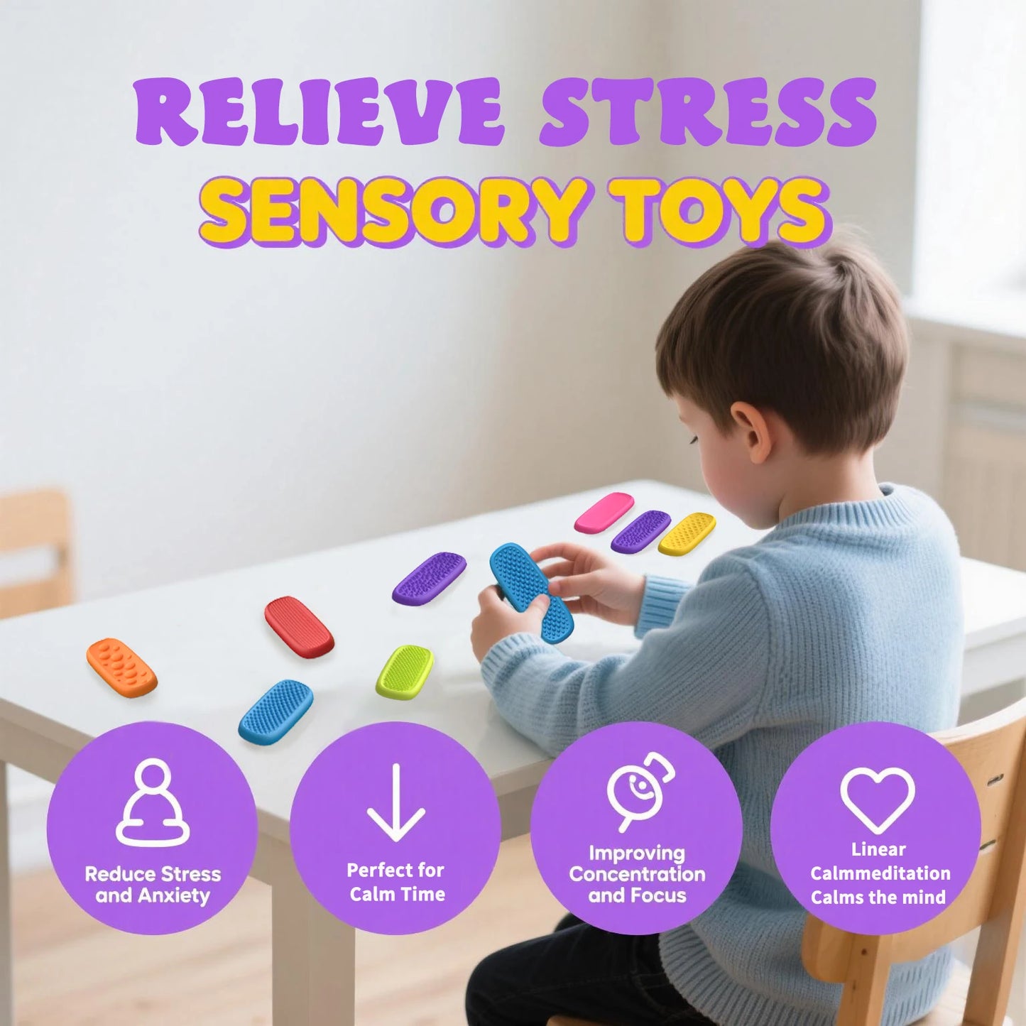 Silicone Sensory Strip Fidget Toys Kids Autism Decompression Calming Fidgeting Toy Adults Stress Desk Anxiety Relief Sensory Toy