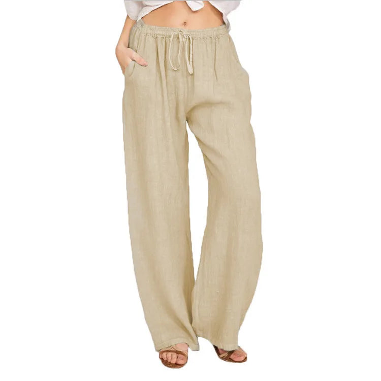 Pajama Pants Women Fashion Premium Lazy Style Casual Pants Loose Trend Straight Wide Leg Long Pants Solid Color Lounge Pants