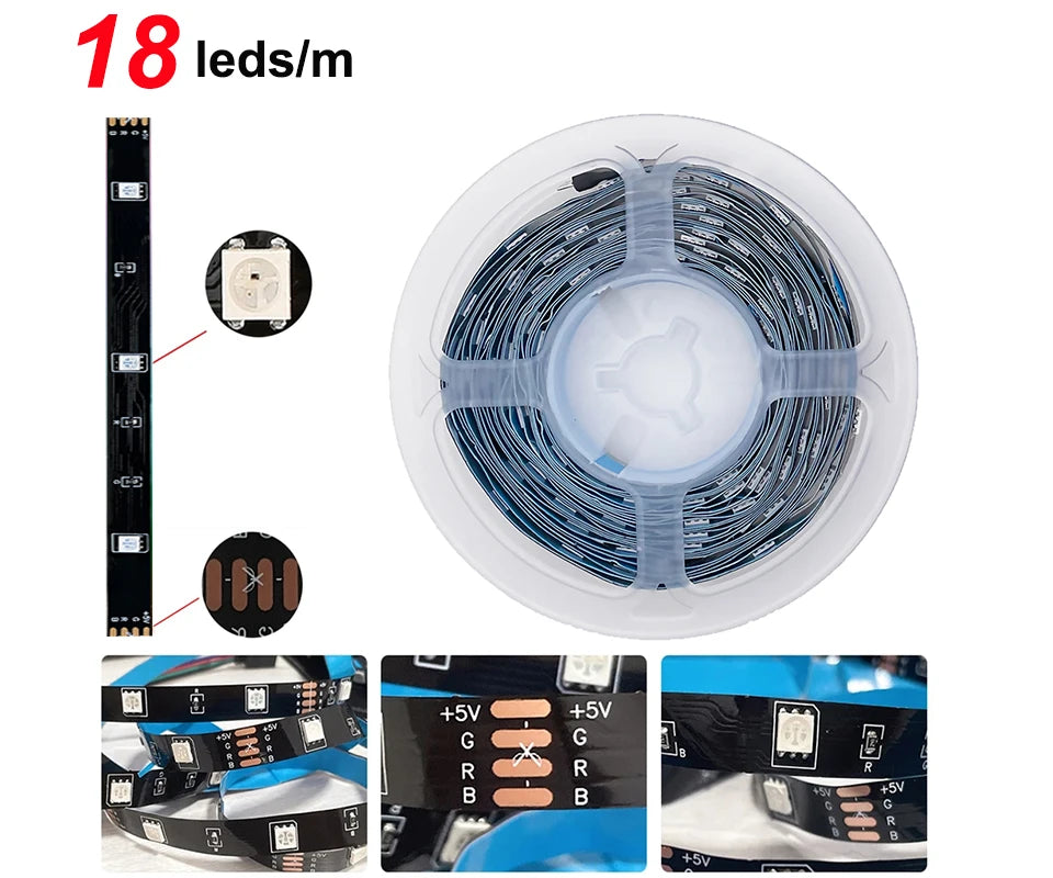 Led Strip Lights For Tv Smart Led Tape Light Usb 5V Led Lights Strip Remote Control Led Ribbon Strip Rgb Lighting Decoration