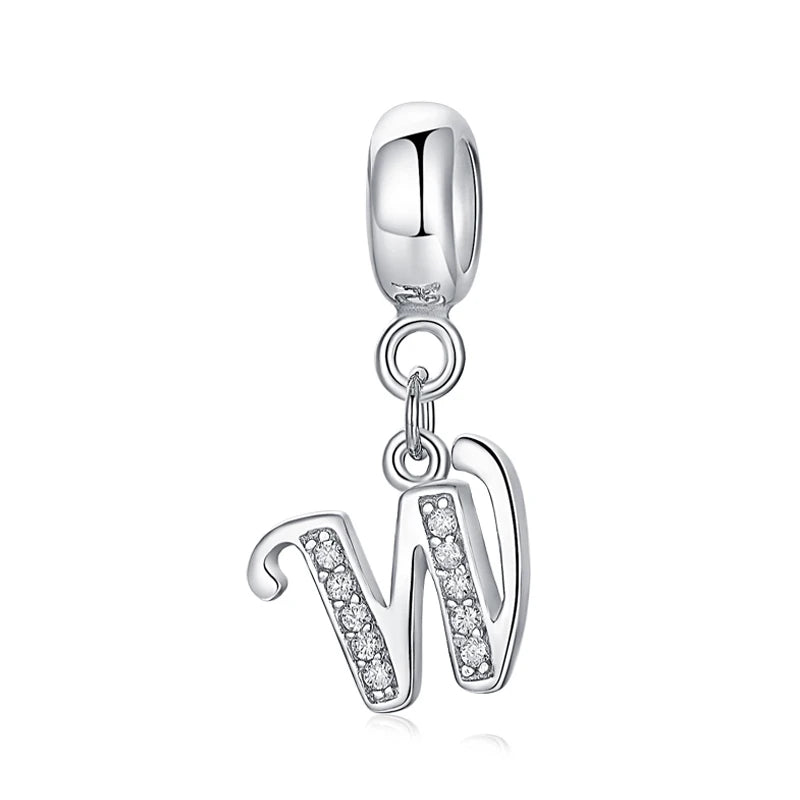 925 Sterling Silver Charms Original Letter Alphabet A-Z Pendant Beads Fit Brand Bracelets Necklaces Diy Jewelry For Women
