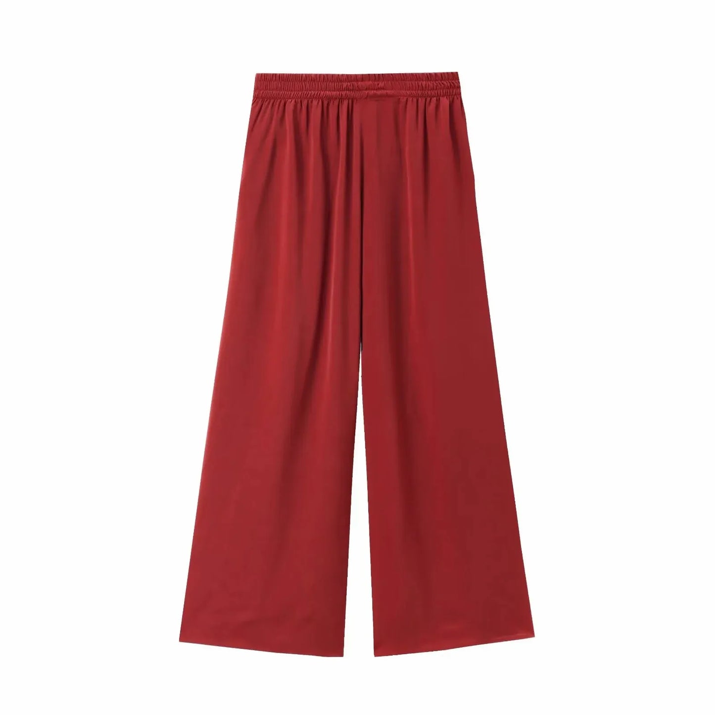 2025 Spring Pants For Women Fashion Spring Autumn New Solid Color Folded Chic Female Elastic High Waist Wide Leg