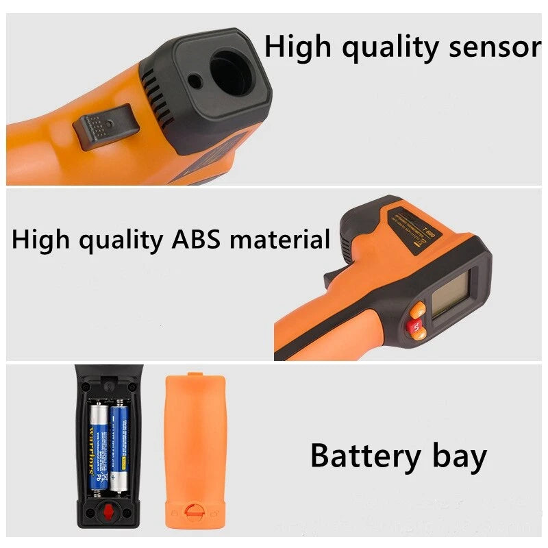 Non-contact Digital Infrared Thermometer Laser Thermograph for Kitchen Baking Water Oil - Industrial Temperature Measuring Tool