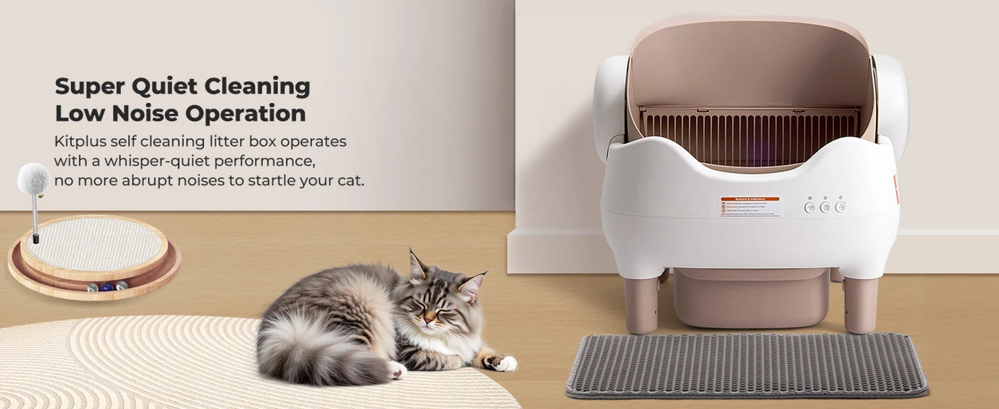 APP Controlled Automatic Cat Litter Box-Self Cleaning Odor Elimination Large Waste Bin for Multi-Cat Homes Open-Top Design