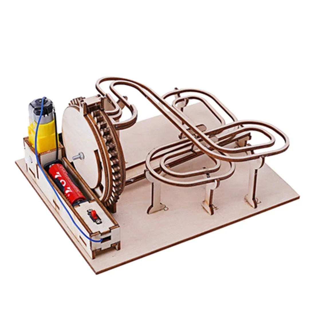 DIY 3D Wooden Marble Run Kit Build Mechanical Gears Steam Powered Science Experiment Educational Toy for Children and Teens