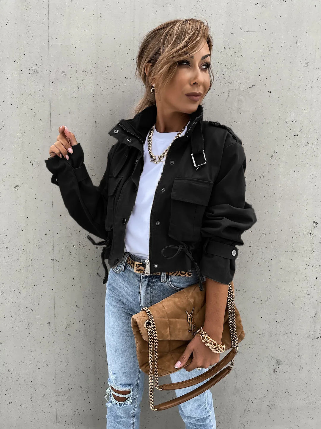 Winter Jacket Women 2025 Streetwear Long Sleeve Top Bomber Trending Products Clothes Coats Short Tooling Style Coat Women