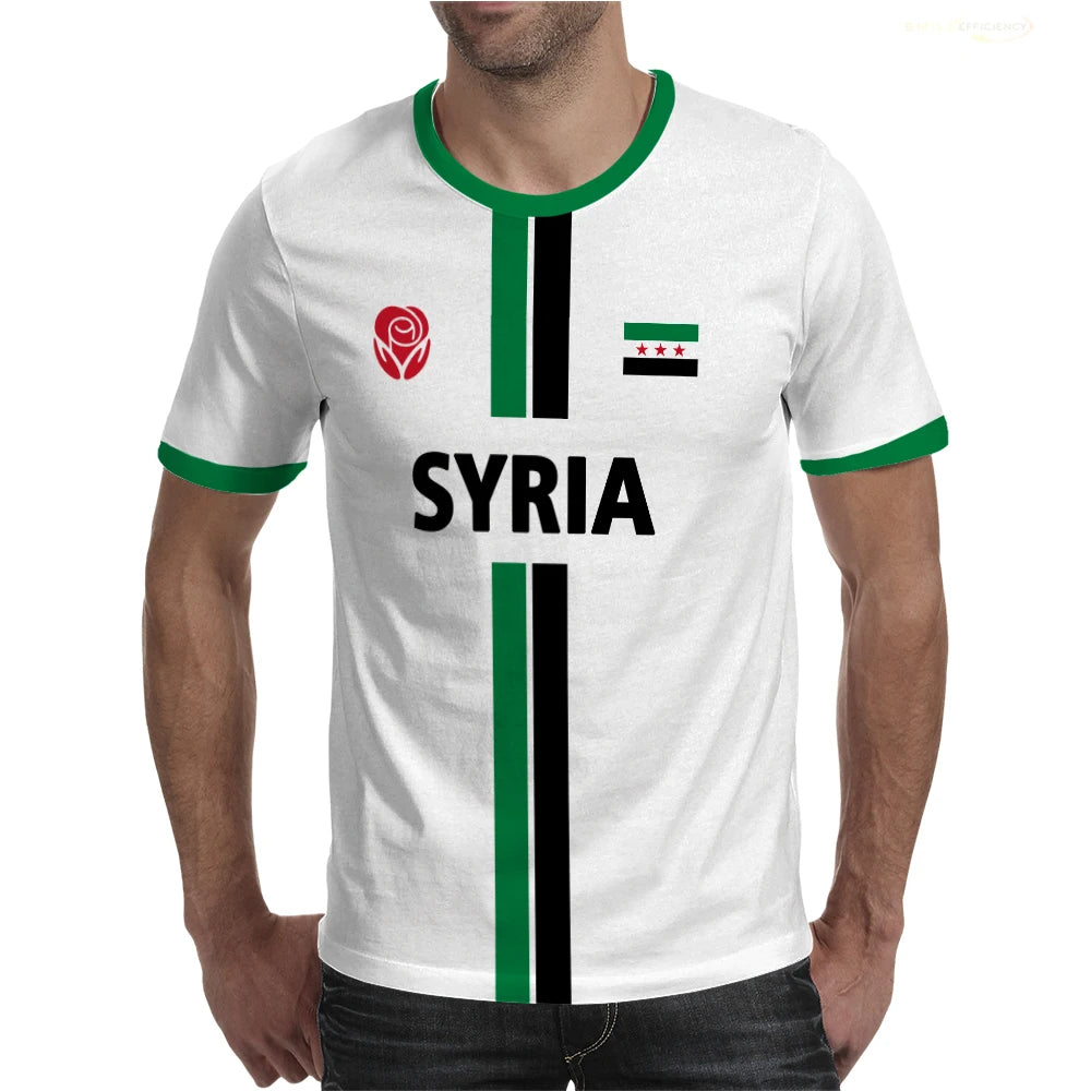 Syria Football T-Shirt Summer Sports Breathable Quick-drying Men's Tops Syrian Flag Map Print Short Sleeve Jersey Kid's Clothes