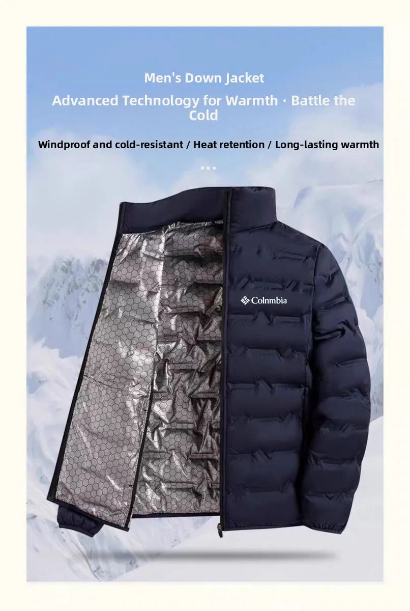 Men's Lightweight Padded Jacket Graphene White Duck down Thickened Warm Cold Resistant Casual Outerwear Outdoor Sports Coat