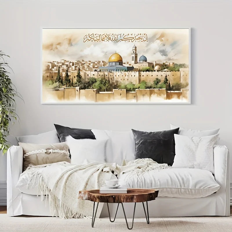 Canvas Print Posters Islamic Mosque Dome Rock Temple Canvas Wall Art Paintings Artwork Living Room Bedroom Hallway Wall Decor