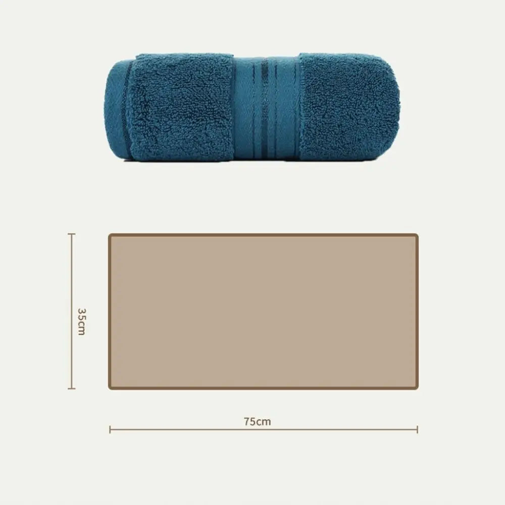 Towel Set Cotton Bath Towel Elegant Blue Hand Face Towel Durable White Terry Cloth Adults