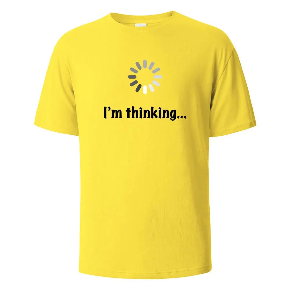 I'm Thinking printed T-shirt for men 100% cotton casual short-sleeved top high-quality summer T-shirt