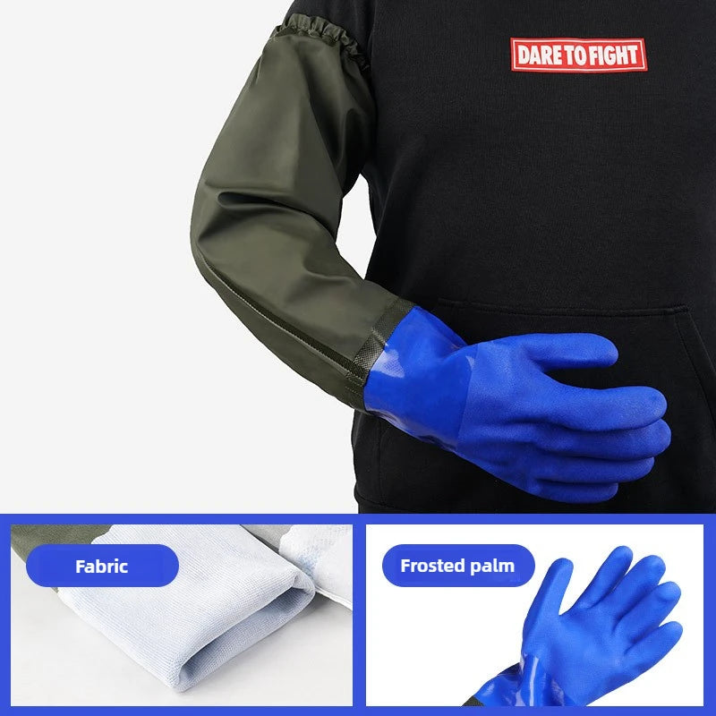 Warm fishing gloves, dishwashing, car washing, lengthened, non-slip, wear-resistant, waterproof, labor protection gloves