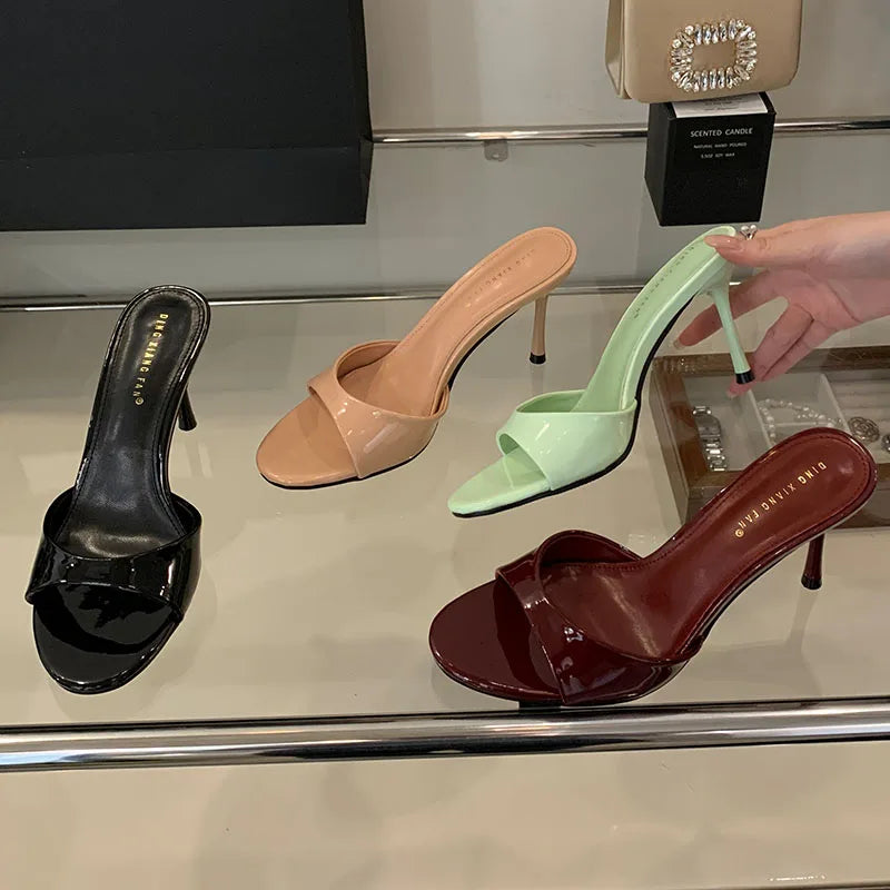 2025 New Slip On Women Stiletto Heels Shoes Female Slides Footwear Luxury Fashion Round Toe Ladies High Heels Pumps Shoes