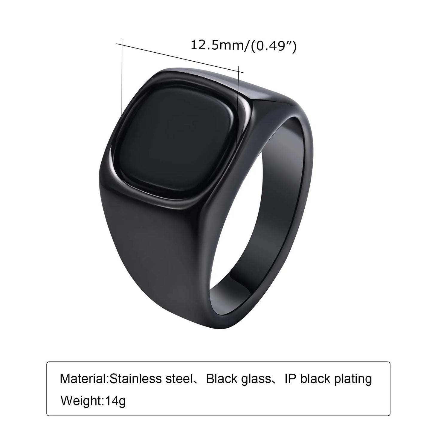 Vnox Stylish Square Natural Stone Signet Rings for Men, Stainless Steel Metal Finger Ring Party Gift Jewelry