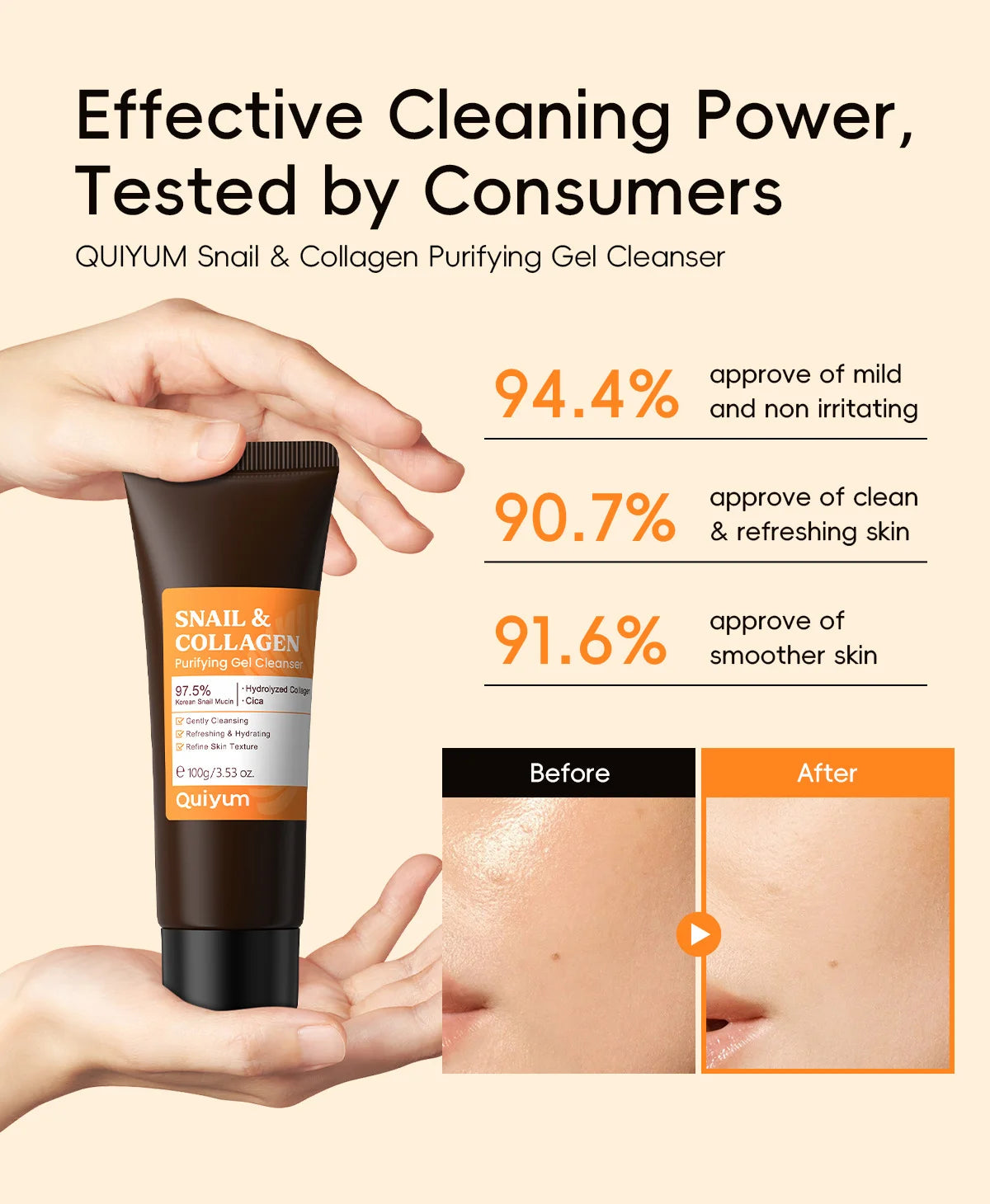 Quiyum 3 Step Set 97.5% Snail Mucin Collagen Hydrating Glowing Skin Korean Skincare