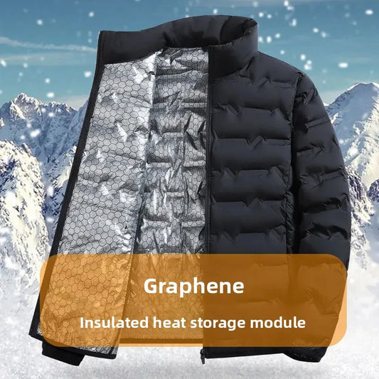 CHUJIEMen's autumn and winter graphene material warm and casual lightweight cotton jacket men's coat