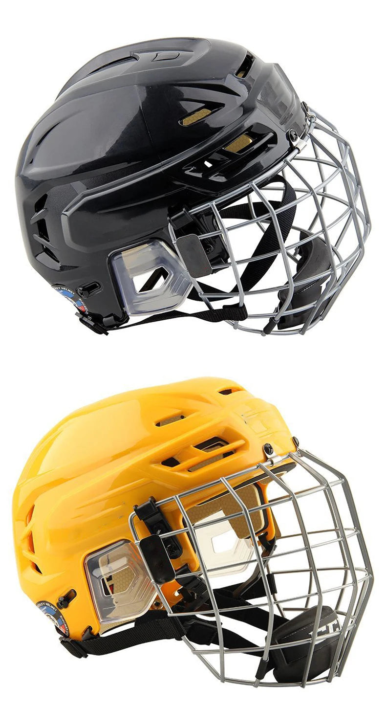 Ice Hockey Helmet Tactical Sports Rugby Adjustable Hockey Helmet Full Face Adult Safety Top Equipment Face Protective Equipment