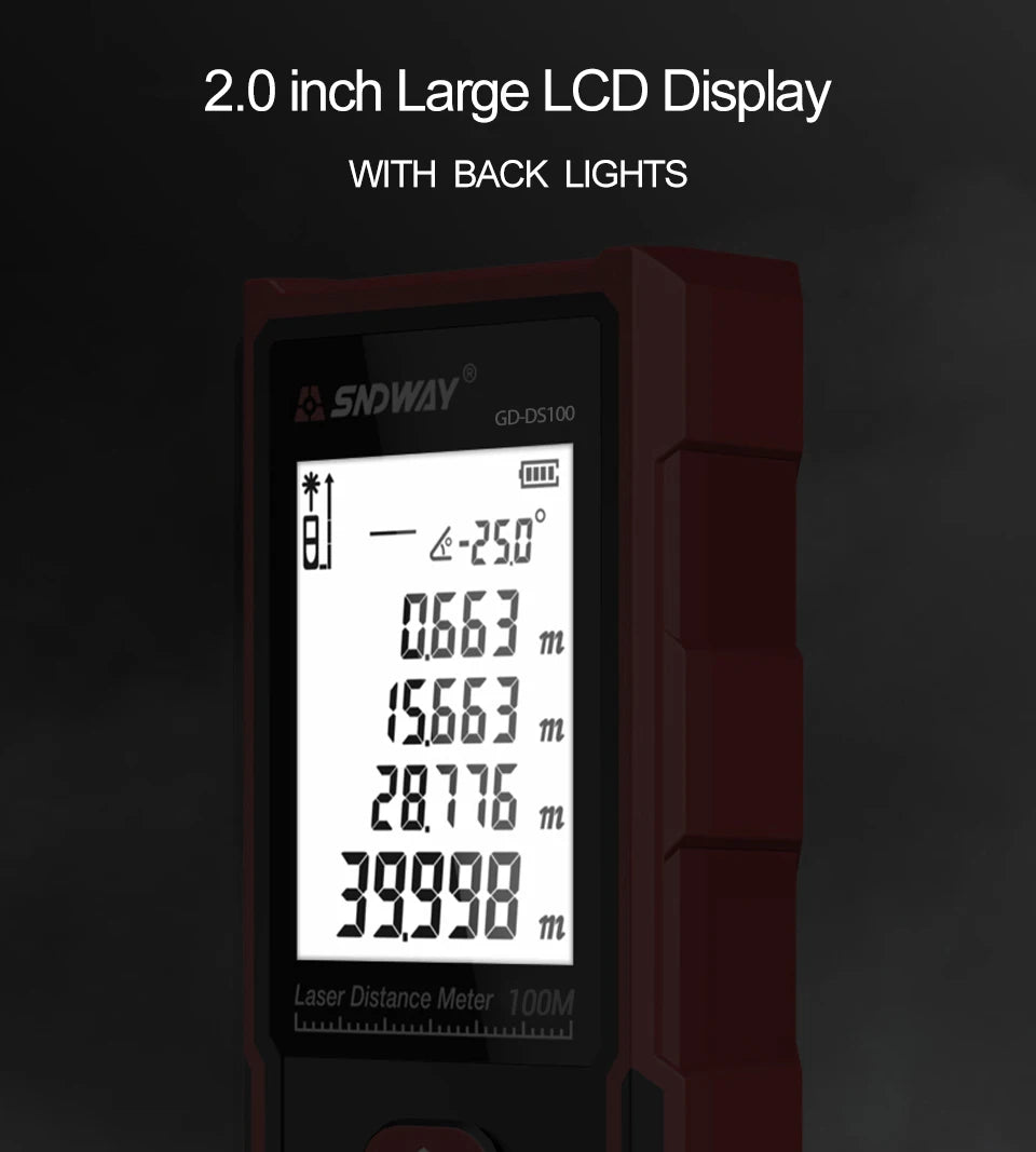 SNDWAY laser distance meter 40M 60M 80M 100M rangefinder trena laser tape range finder build measure device ruler test tool