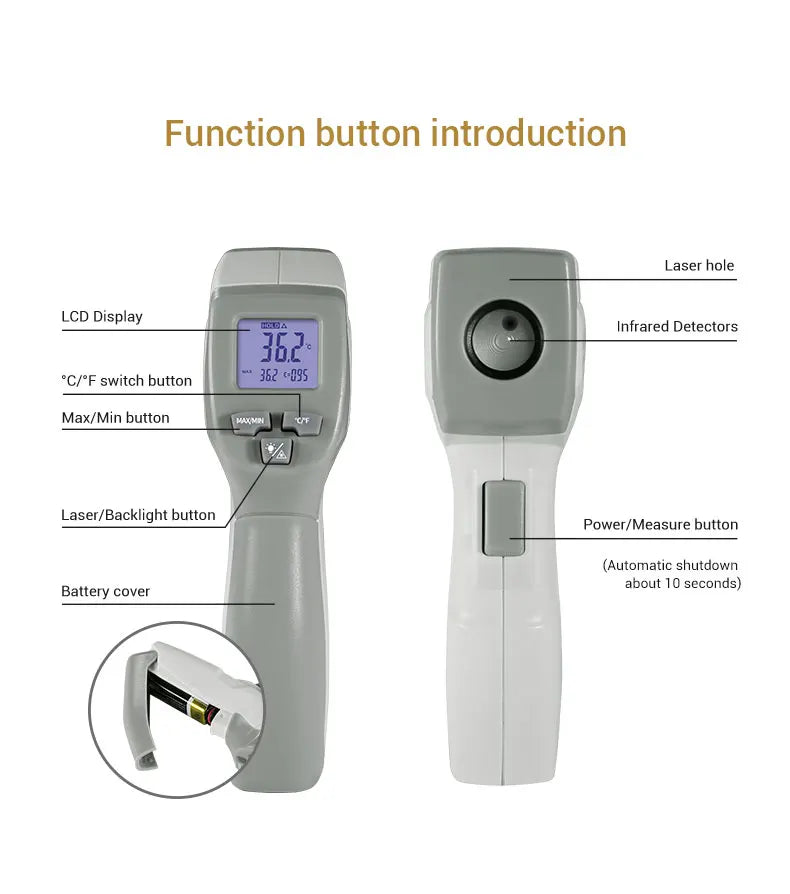 Industrial Laser LCD Digital IR Infrared Thermometer Temperature Meter Point -50-500 Degree Non-Contact Thermometer Pyrometer