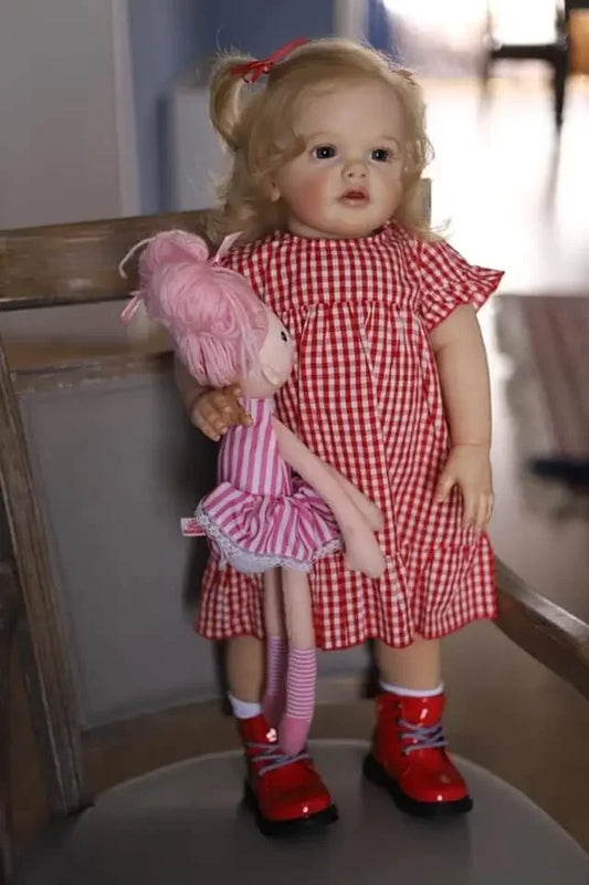 60CM Bebe Reborn Betty Real Looking Baby Dolls Touch Soft As in Picture Hand Detailed 3D Skin Veins Rooted Long Curly Blond Hair