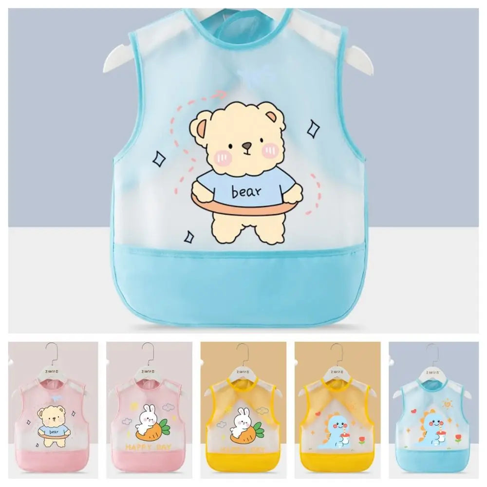 Cartoon Animal Pattern Baby Feeding Bib Waterproof Anti-dirty Sleeveless Bibs Bear Rabbit Saliva Towel Burp Apron 0-5 Years Old