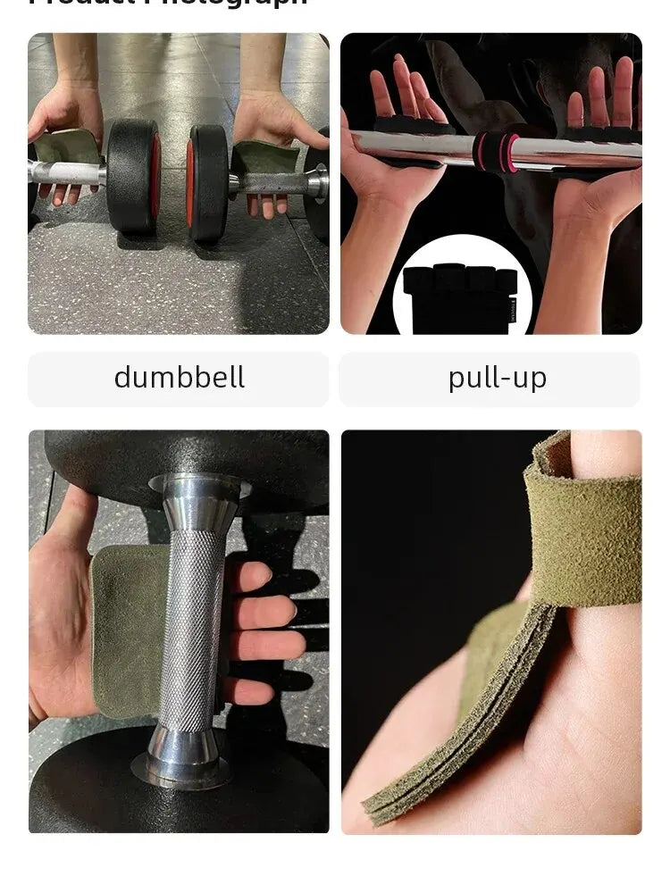 1 Pair Leather Weight Lifting Training Gloves Palm Protection Fitness Gymnastics Grip Pull Up Weightlifting Workout Protector