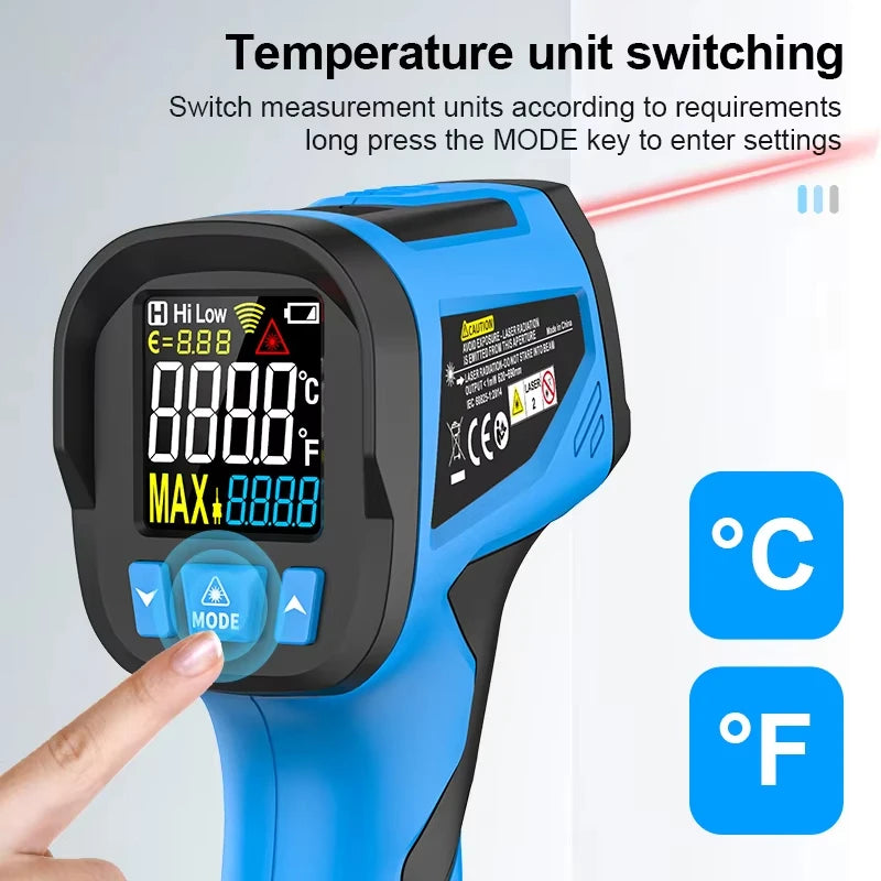Infrared Thermometer 600~800°C Kitchen Digital Laser Temperature Meter Non-contact Pyrometer Food BBQ Heat meter Thermal imager