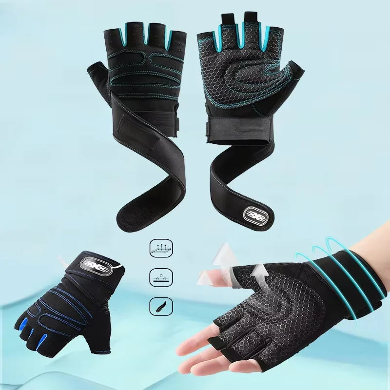 Gym Gloves for Men Women Fitness Weight Lifting Wristband Gloves Body Building Training Sports Exercise Cycling Glove Shockproof