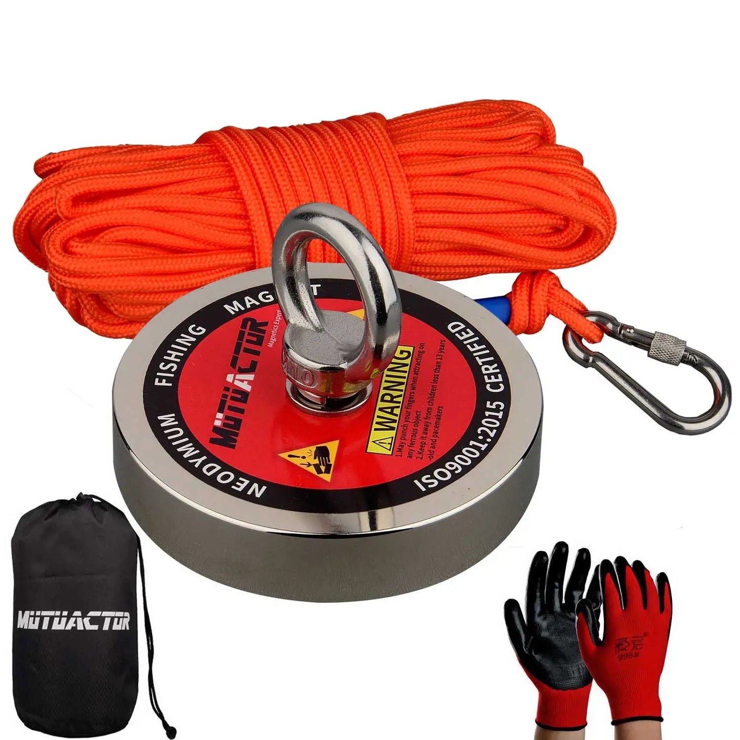 500LB/700/1100LB Salvage Magnet World Large Neodymium N52 Magnets Magnet Strong Fishing Magnet with 15M Rope Gloves Bag