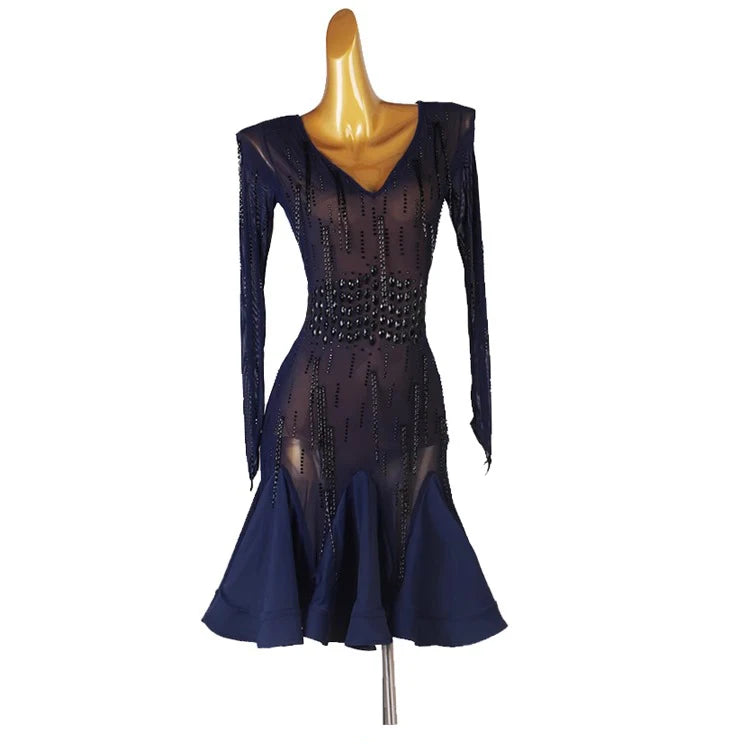 Party Dresses for Women Sexy Female Latin Dance Suit Girls Practice Wear Clothing Competition 2026 New Line Skirt Stand Ballroom