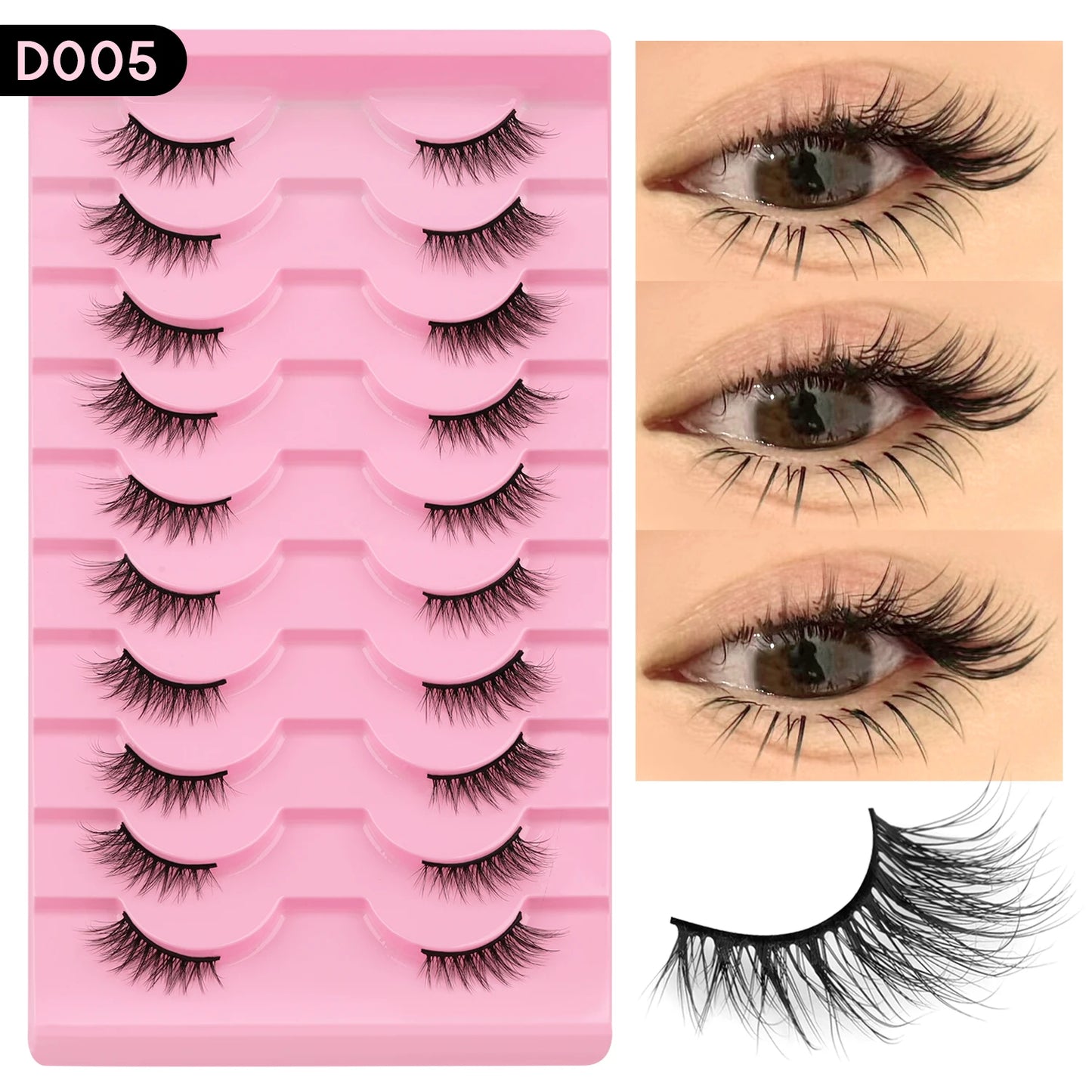 WOSHEER Half Eyelashes Natural Cat Eye Lashes Soft Wispy Faux Mink Lashes Eyelashes Extension Makeup