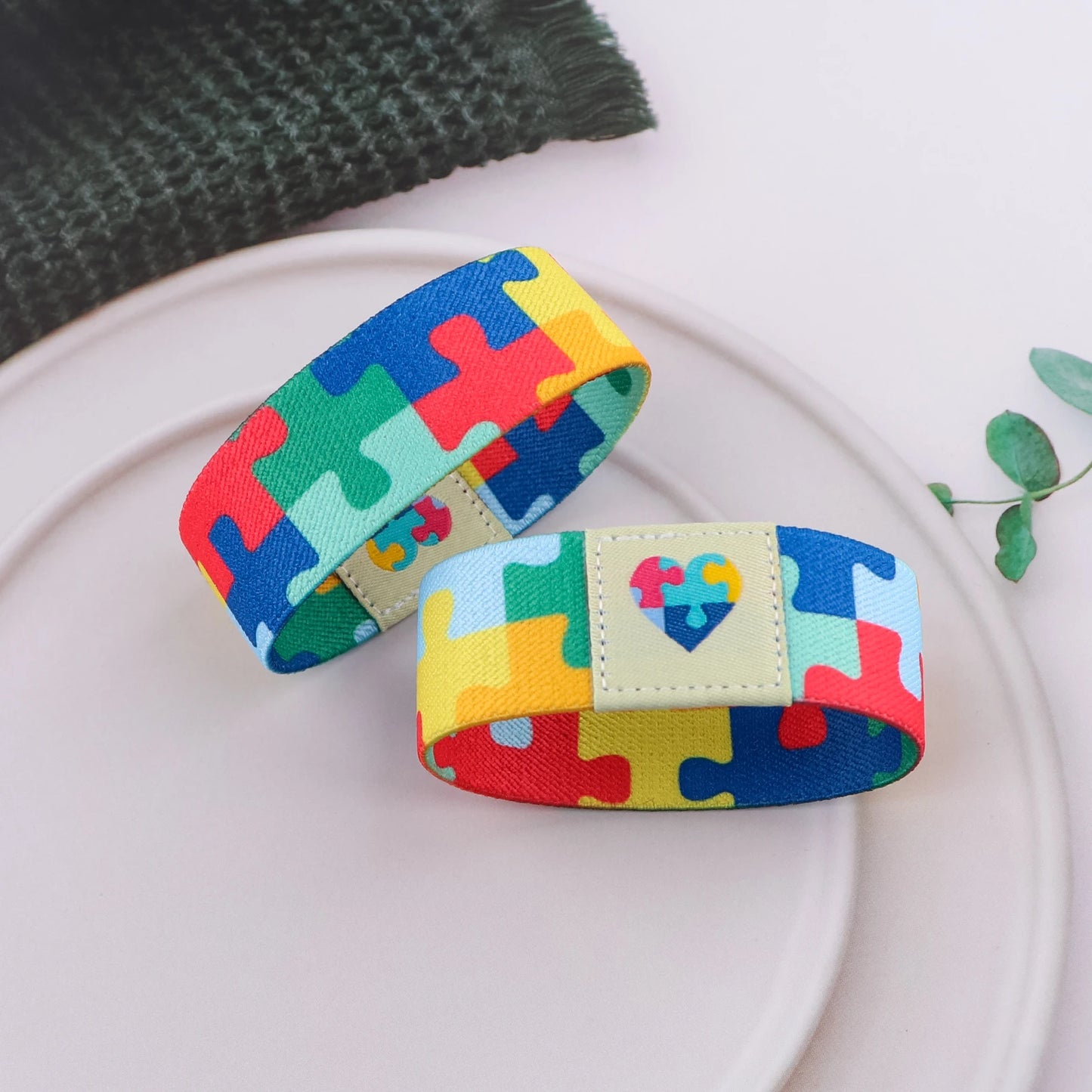 Autism Awareness Puzzle Bracelets on Hand Bangle Wrap Stretch Wristband Bracelet for Women Men Bangles Fashion Accessories