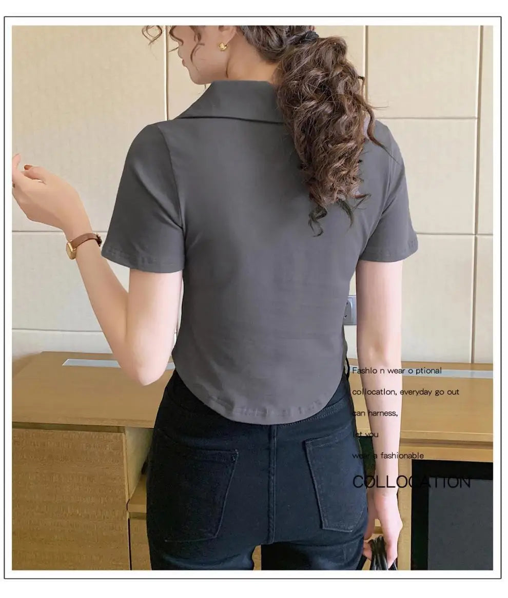 Women's Versatile Top Summer Loose Stylish Cover Fat Slim Short Sleeve