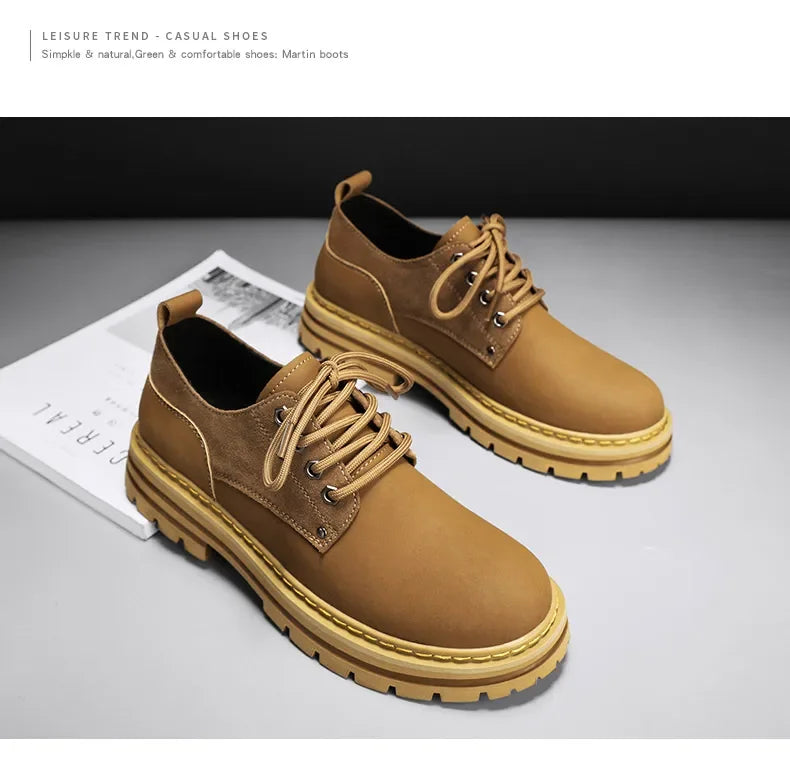 Fashion Men's Leather Shoes England Style Formal Shoes for Man Non Slip Ankle Boots Outdoor Waterproof Casual Tim Work Land Shoe