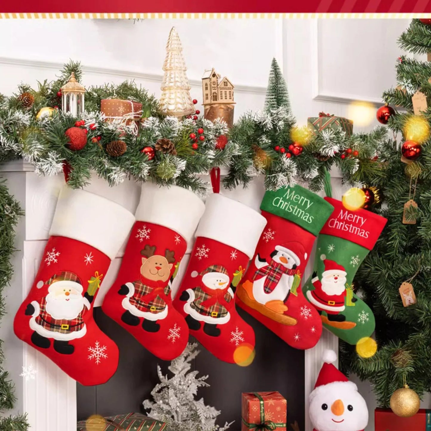 Christmas Home Decorations Candy Gift Bag Christmas Stocking Sock Christmas Ornament Christmas Stocking Xmas Tree Hanging Decor