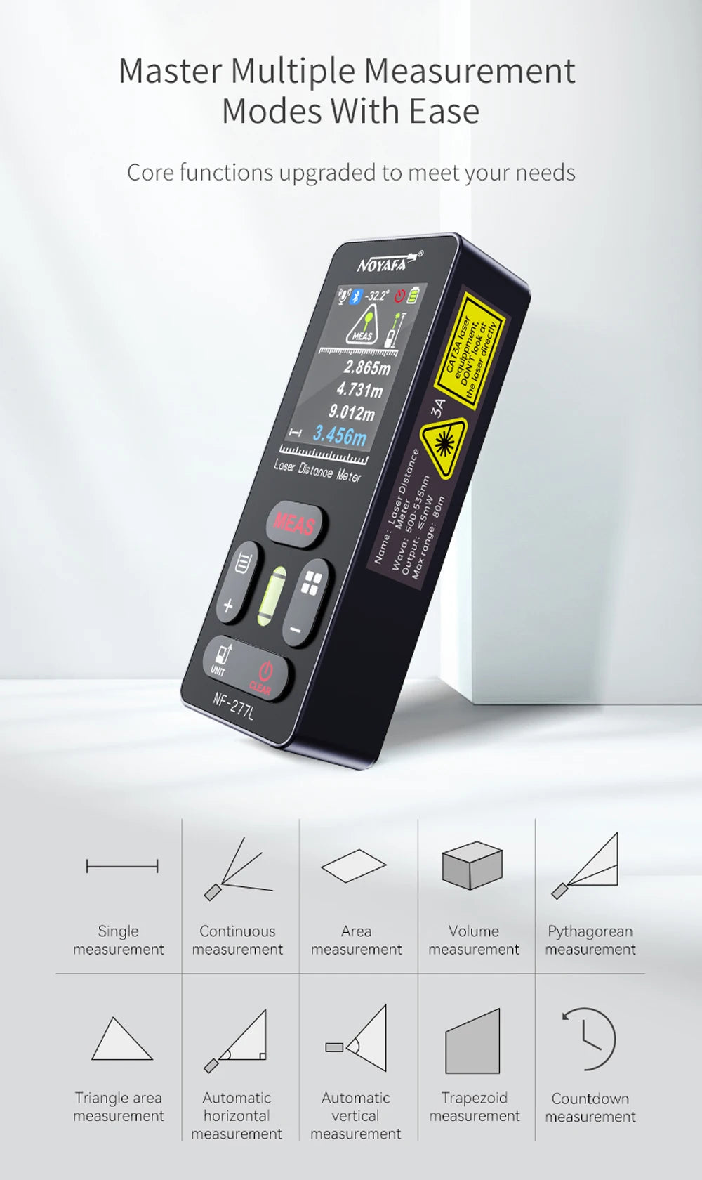 NOYAFA Green Light Laser Rangefinder High Accuracy Laser Distance Meter 60/100M Professional Laser Meter with Laser Crosshair