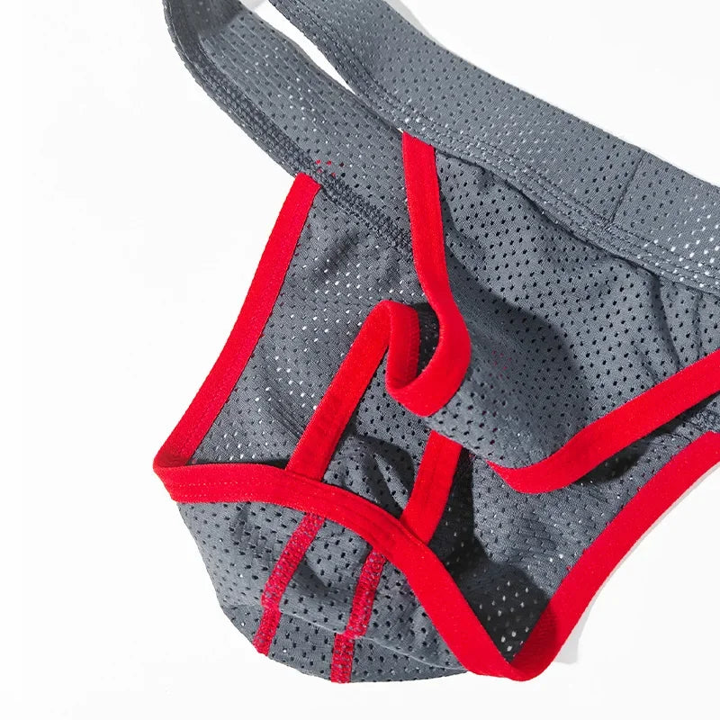 Men's Low Waist Thongs Breathable Nylon Mesh T Briefs Comfortable Underwear