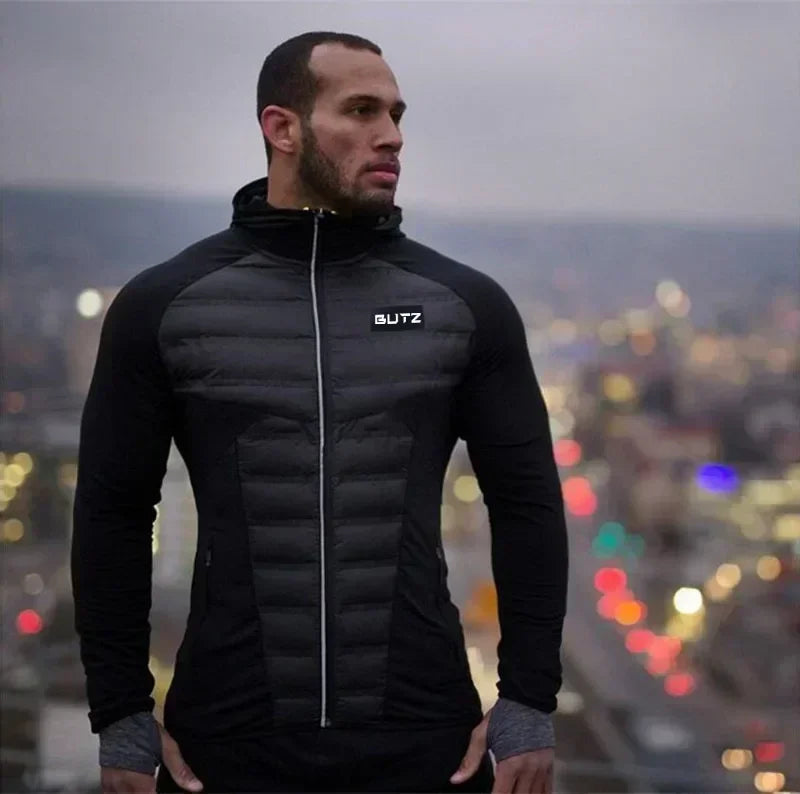 Winter Men Running Jacket Windproof Warm Hoodies Jogging Sports Coat Sportswear Training Fitness Exercise Workout Hooded Jackets