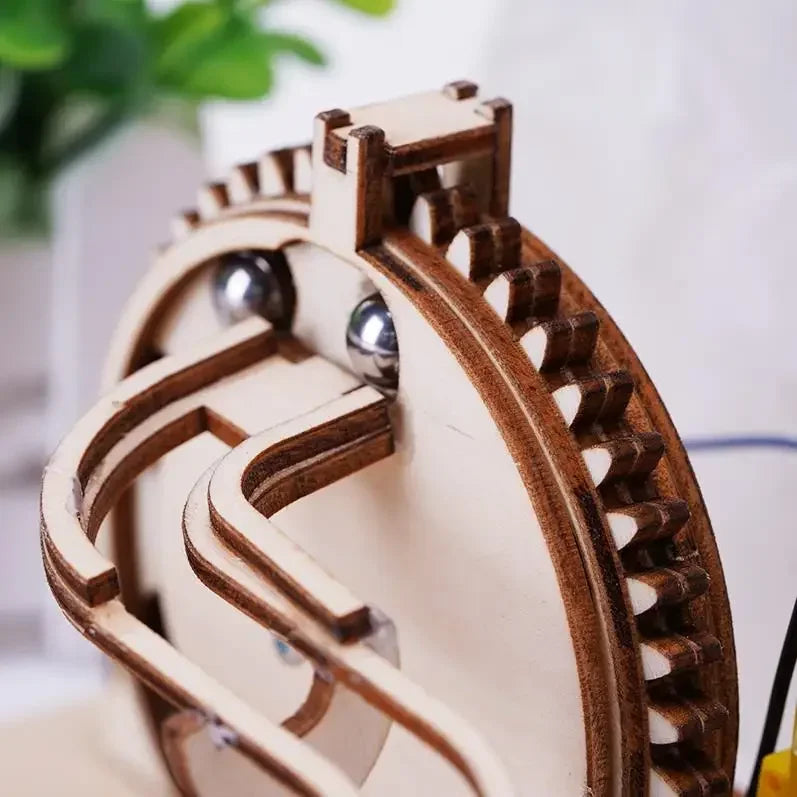 DIY 3D Wooden Marble Run Kit Build Mechanical Gears Steam Powered Science Experiment Educational Toy for Children and Teens