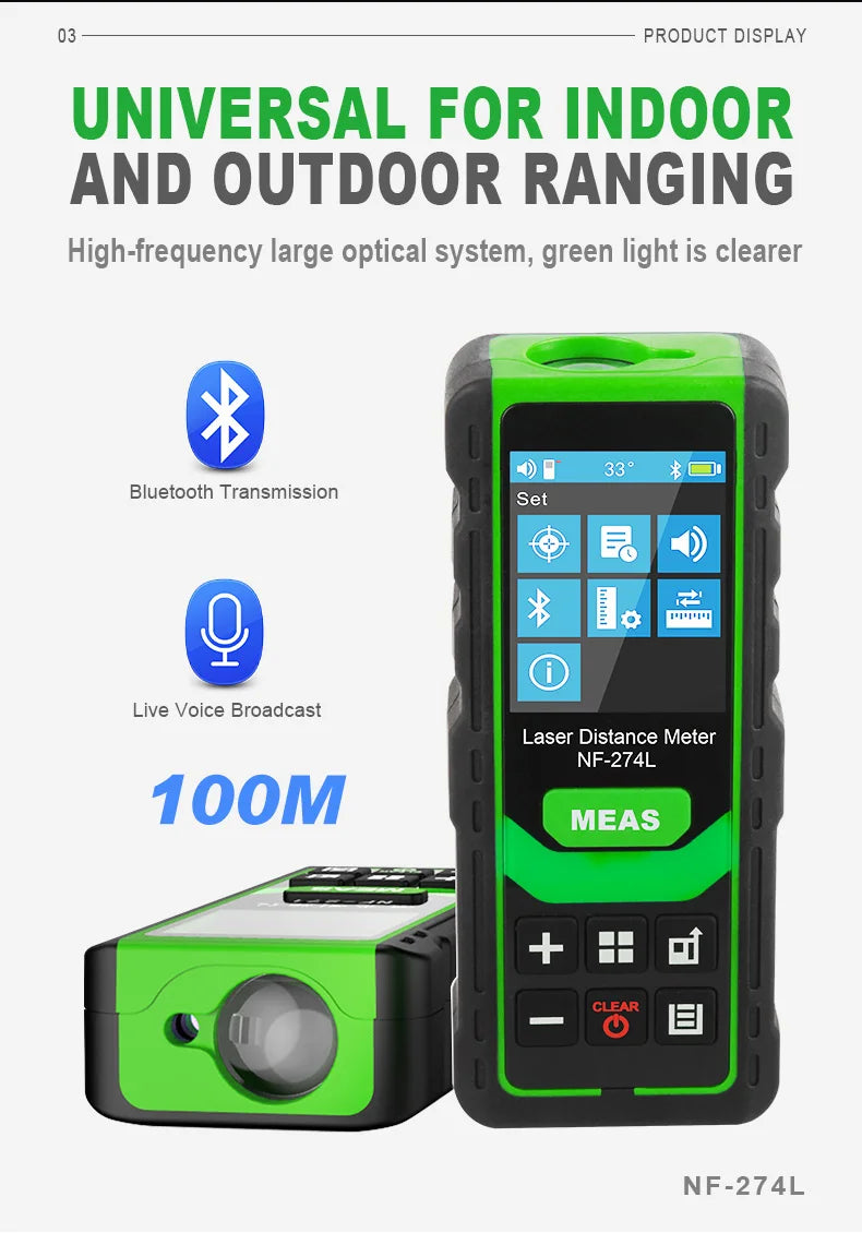 Noyafa NF-274L laser distance meter electronic roulette laser digital tape rangefinder trena metro laser range finder measuring