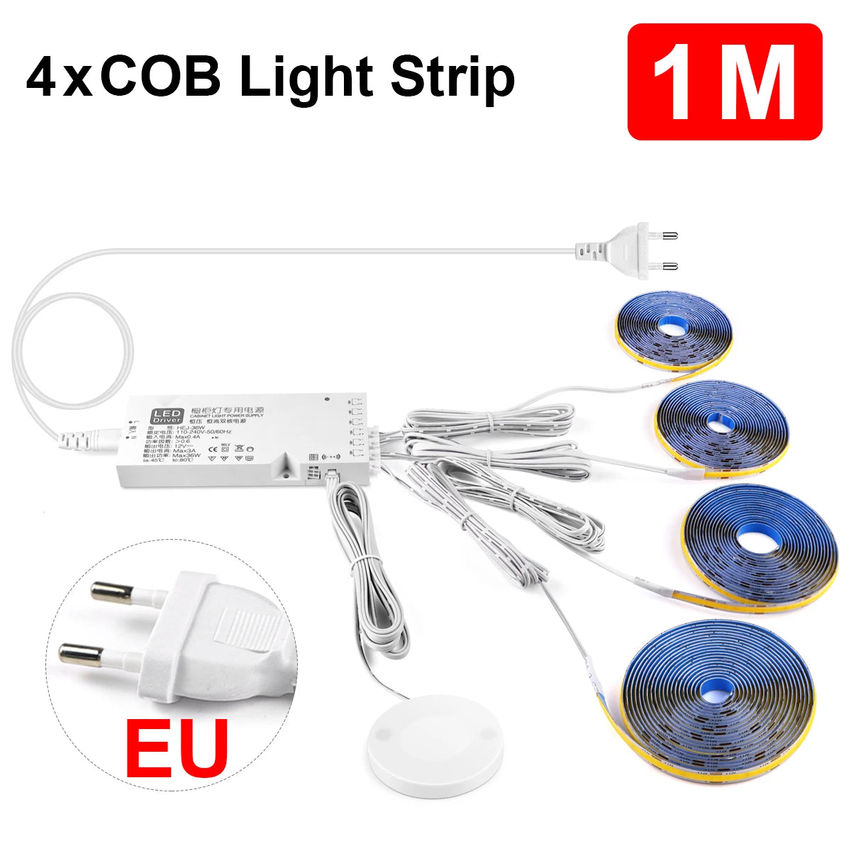 Smart Penetrable Wood COB LED Strip Touch Sensor Light 320Leds/m Warm/Neutral White Parallel Lights Kitchen Backlight Lighting