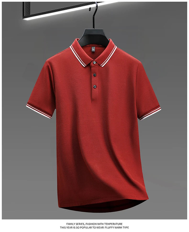 100% pure cotton men's polo shirt summer fashion casual short sleeved comfortable luxury new simple solid color lapel T-shirt
